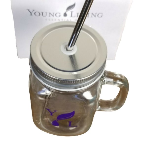 Young Living Mason Jar Mug w/ Stainless Straw - Picture 3 of 10
